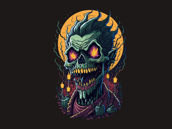 Spooky skull zombies halloween vector