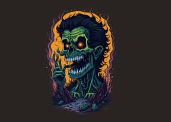 Spooky Green Zombie Halloween Vector