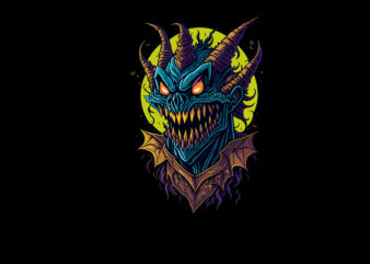 Spooky Monster Gargoyle Halloween Tshirt Design