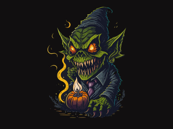 Spooky green monster halloween t shirt template vector