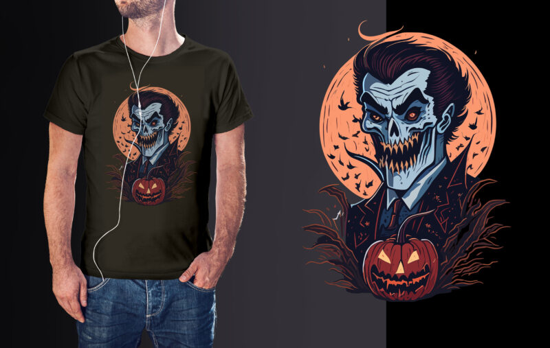 Spooky Hallowen Dracula Tshirt Vector