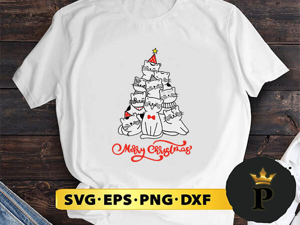 Merry christmas cat tree svg, merry christmas svg, xmas svg png dxf eps t shirt designs for sale