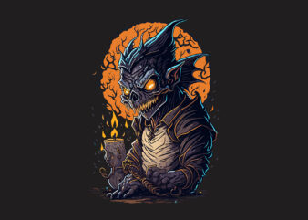 Spooky Halloween Monster Tshirt Vector