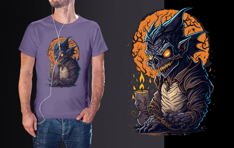 Spooky Halloween Monster Tshirt Vector