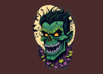 Spooky Halloween Green Monster Tshirt Design