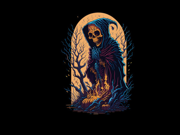 Nun spooky skull halloween tshirt design