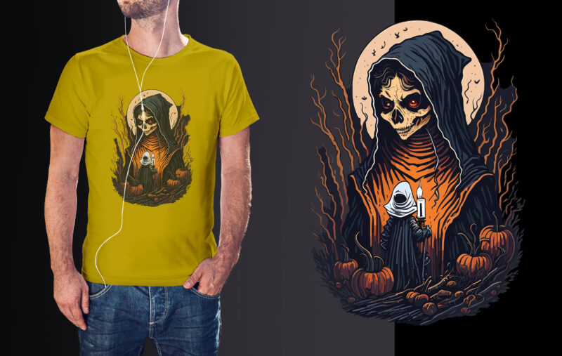 Spooky Nun Witch Halloween Tshirt Design