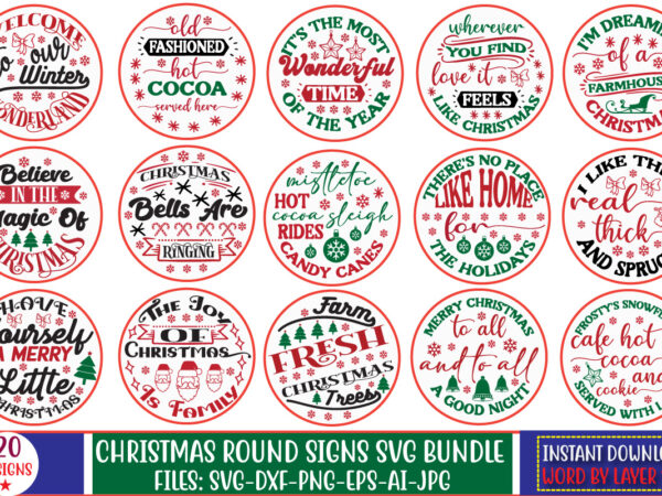 Christmas round signs svg bundle t shirt vector file