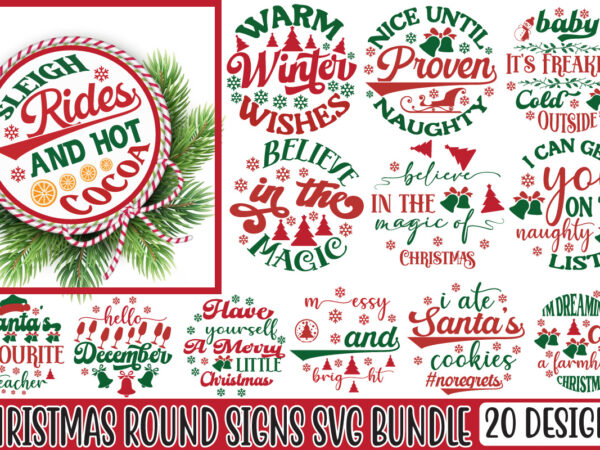 Christmas round signs svg bundle t shirt vector file