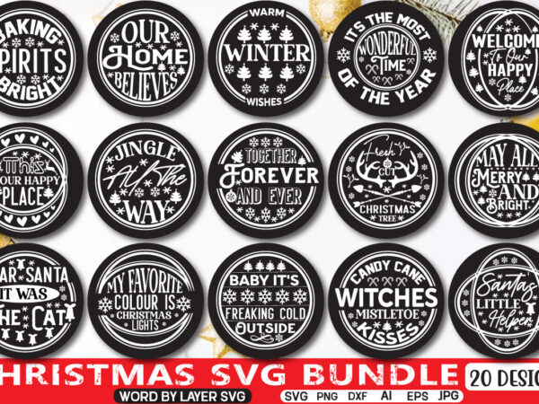 Christmas round svg bundle t shirt vector file