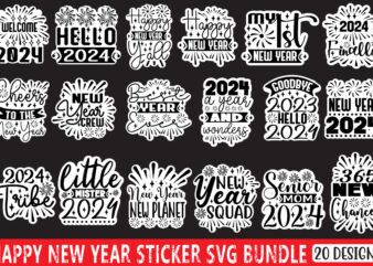 Happy New Year Sticker Svg Bundle graphic t shirt