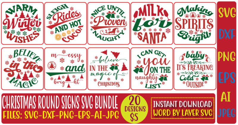 Christmas Round Signs Svg Bundle