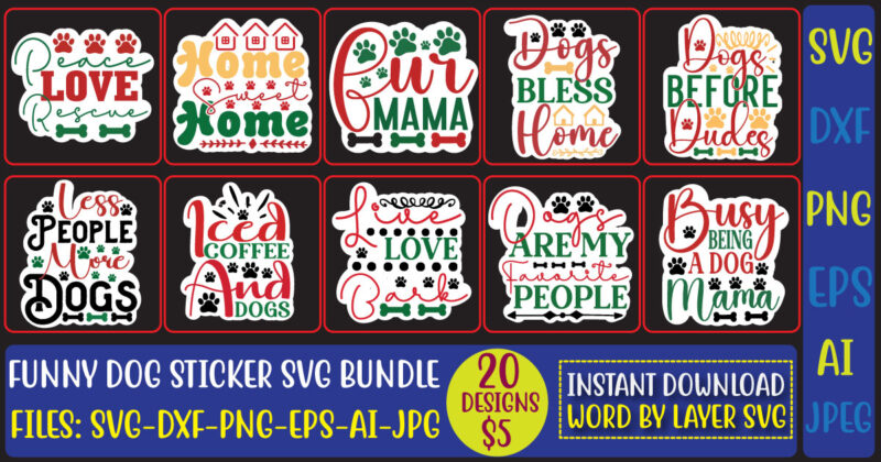 Funny Dog Sticker Svg Bundle