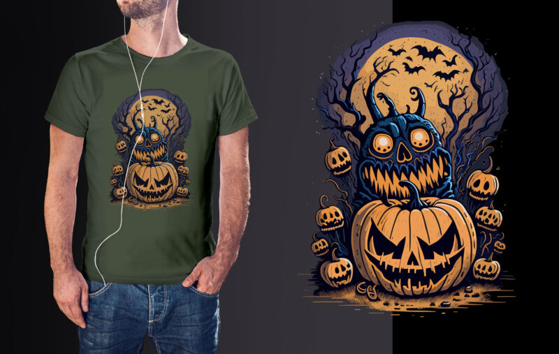 Pumpkin Spooky Halloween Tshirt Design