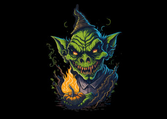 Spooky Pumpkin Goblin Halloween Tshirt Design