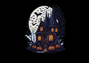 Spooky Pumpkin House Tshirt Design