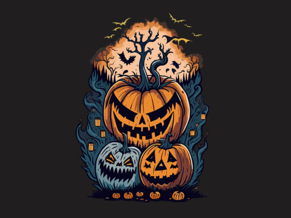 Spooky pumpkin horror halloween tshirt design
