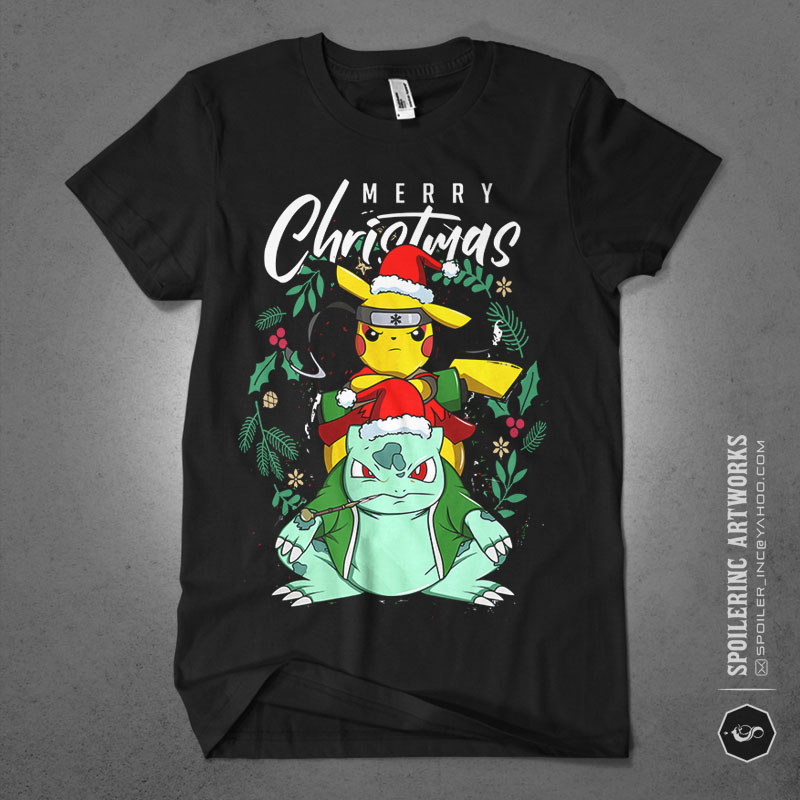 20 populer christmas pokemon tshirt design bundle illustration