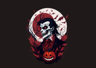 Spooky Red Dracula Halloween Vector