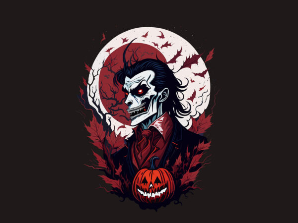 Spooky red dracula halloween vector