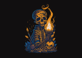 Spooky Skull Mummy Halloween Tshirt Design