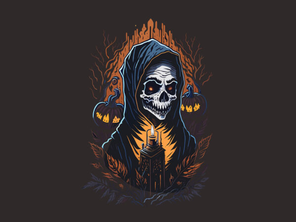 Scarry witch skull halloween spooky t shirt template vector