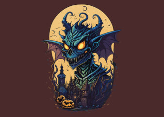 Scarry Dragon Halloween Tshirt Vector