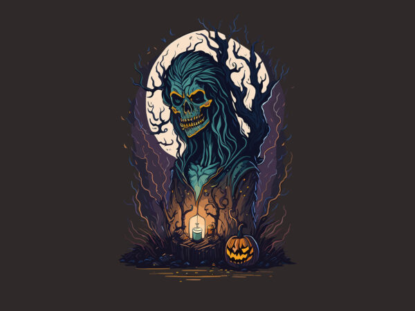 Spooky halloween nun tshirt design