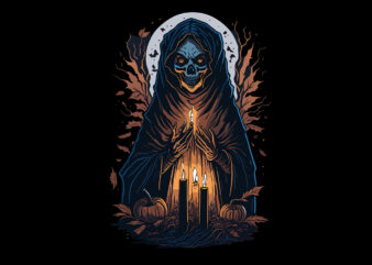 Spooky Nun Skull Halloween tshirt design