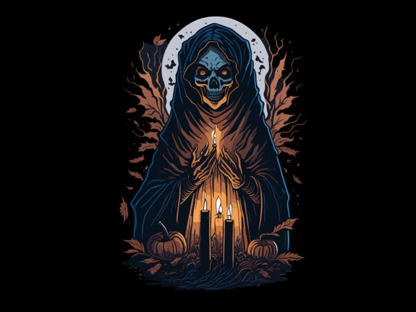 Spooky nun skull halloween tshirt design