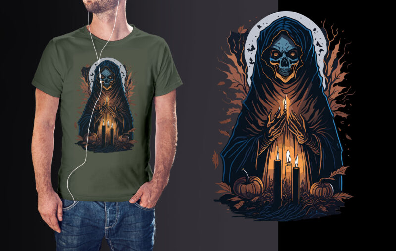 Spooky Nun Skull Halloween tshirt design