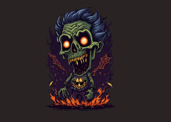 Spooky Halloween Zombie tshirt Vector