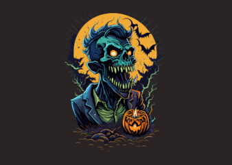 Scarry Monster Zombie Halloween Vector Tshirt