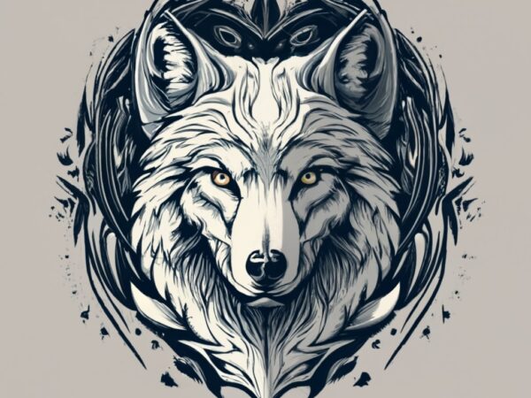 shadow wolf, with shadows in the background,, T-shirt design graphic ...