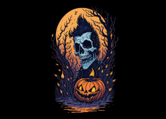 Spooky Zombie Skull Halloween Tshirt Design