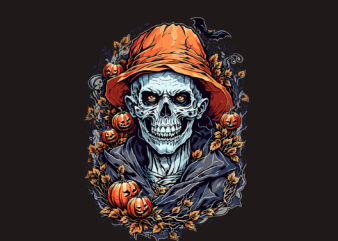Spooky Halloween Skull Frakenstein t shirt template vector