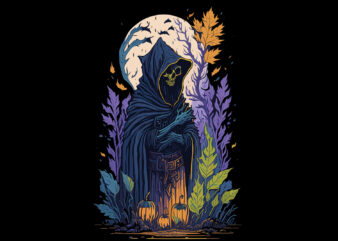 Spooky Skull Halloween Tshirt Design