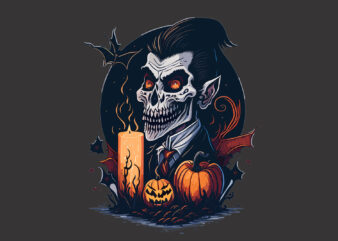 Skull Vampure Halloween Tshirt Design