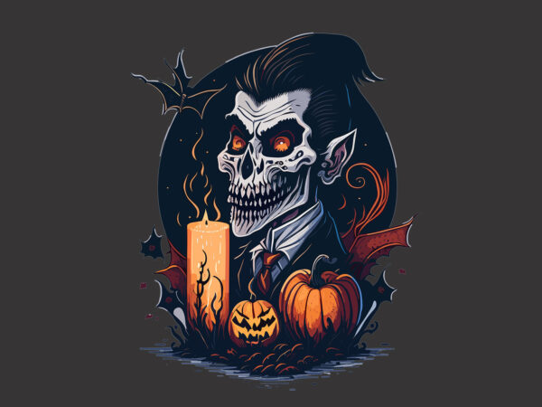 Skull vampure halloween tshirt design