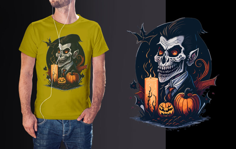 Skull Vampure Halloween Tshirt Design