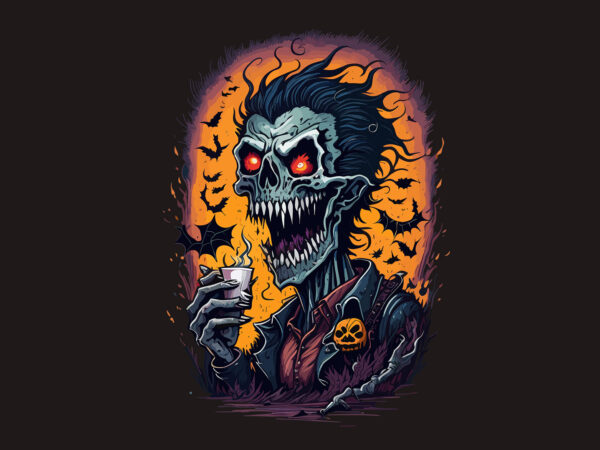 Spooky dracula skull halloween tshirt design