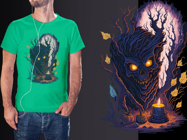 Spooky monster halloween ghost tshirt design