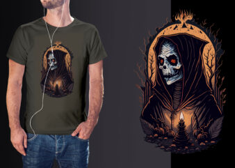 Spooky Skull Nun Halloween Tshirt Design