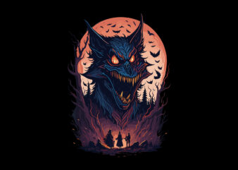 Spooky Gargoyle Halloween Tshirt Design