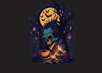 Spooky Pumpkin Dracula Halloween Tshirt Design
