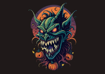 Spooky Monster Gargoyle Halloween Ghost t shirt template vector