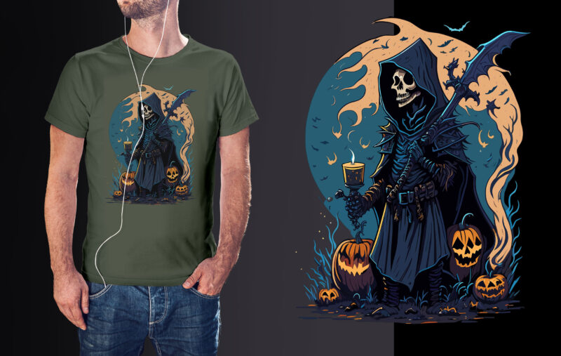 Spooky ghost skull halloween tshirt design