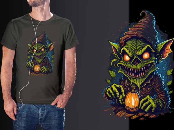 Green witch goblin halloween tshirt design