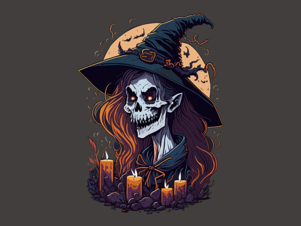Spooky halloween witch tshirt vector