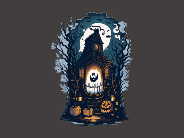 Spooky halloween house tshirt vector
